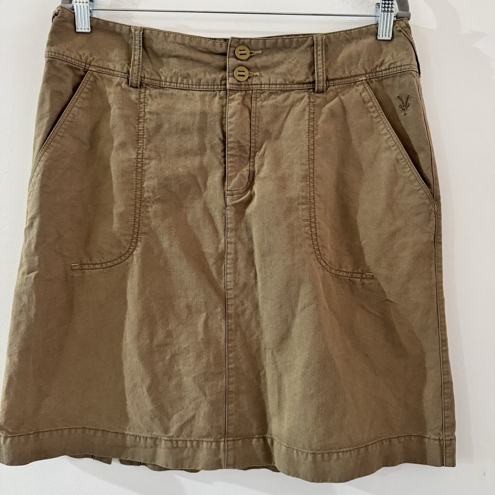 Ibex Tan Mini Skirt with Button Accents
